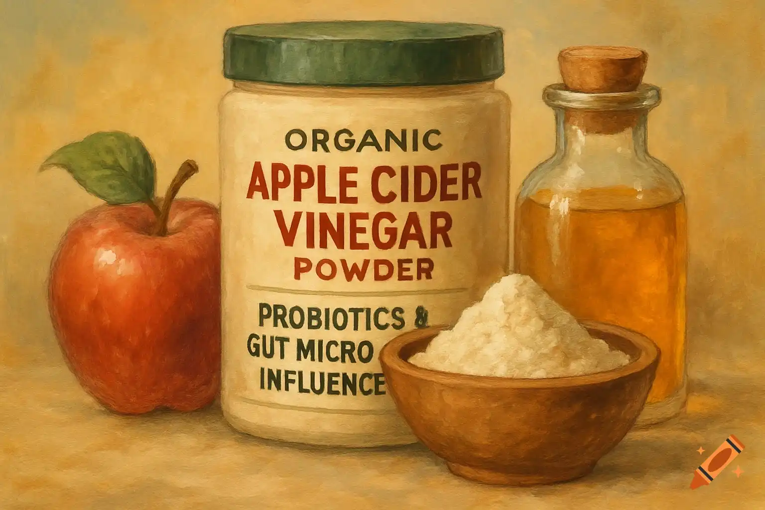 Organic apple cider vinegar powder  Probiotics & Gut Microbiota Influence