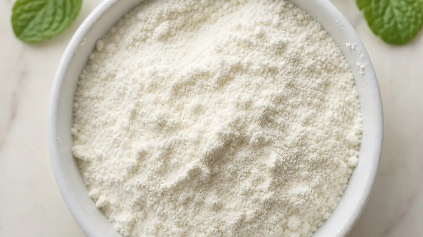 blog-500-1 Fine peppermint extract powder photographed from above in a shallow white dish