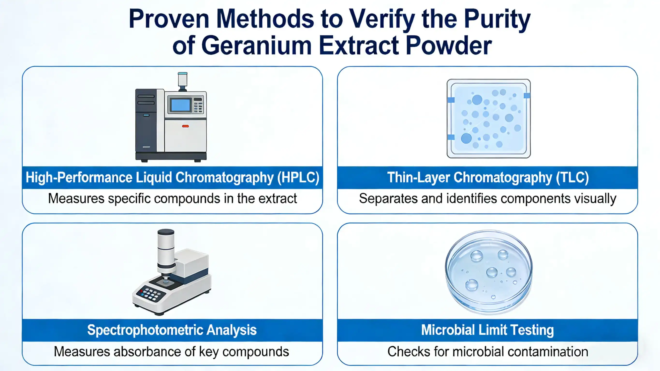 Proven Methods to Verify the Purity of Geranium Extract Powder Proven Methods to Verify the Purity of Geranium Extract Powder