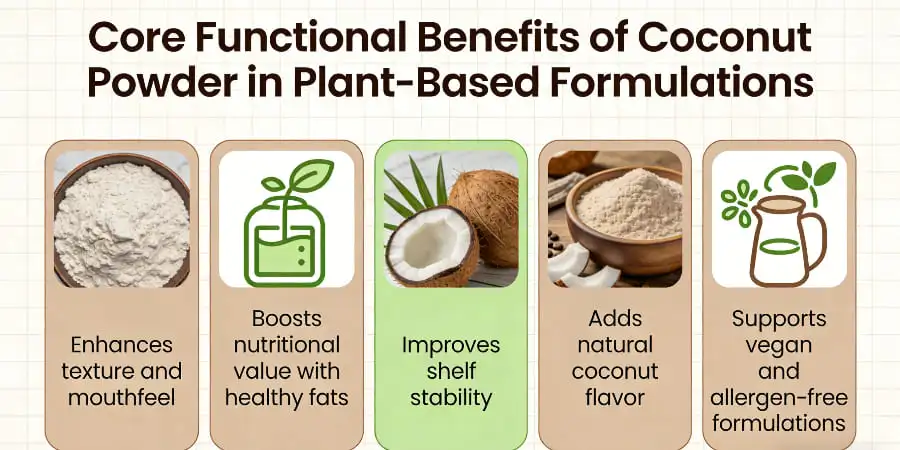 Core Functional Benefits of Coconut Powder in Plant-Based Formulations