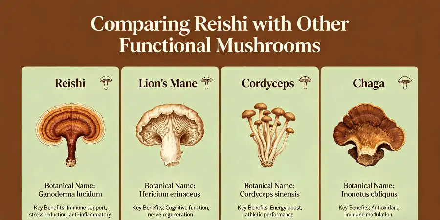 Comparing Reishi with Other Functional Mushrooms Comparing Reishi with Other Functional Mushrooms